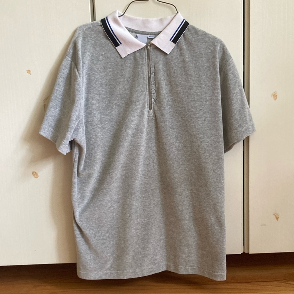 Quasi 1/4 zip velour polo